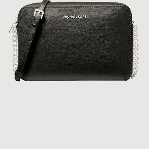 Michael Kors Jet Set Logo Crossbody Bag Black / Silver -BRAND NEW with tags